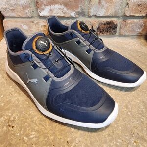 Puma Men's Ignite Fasten8 Disc Golf Shoe Navy/Silver - Size 8